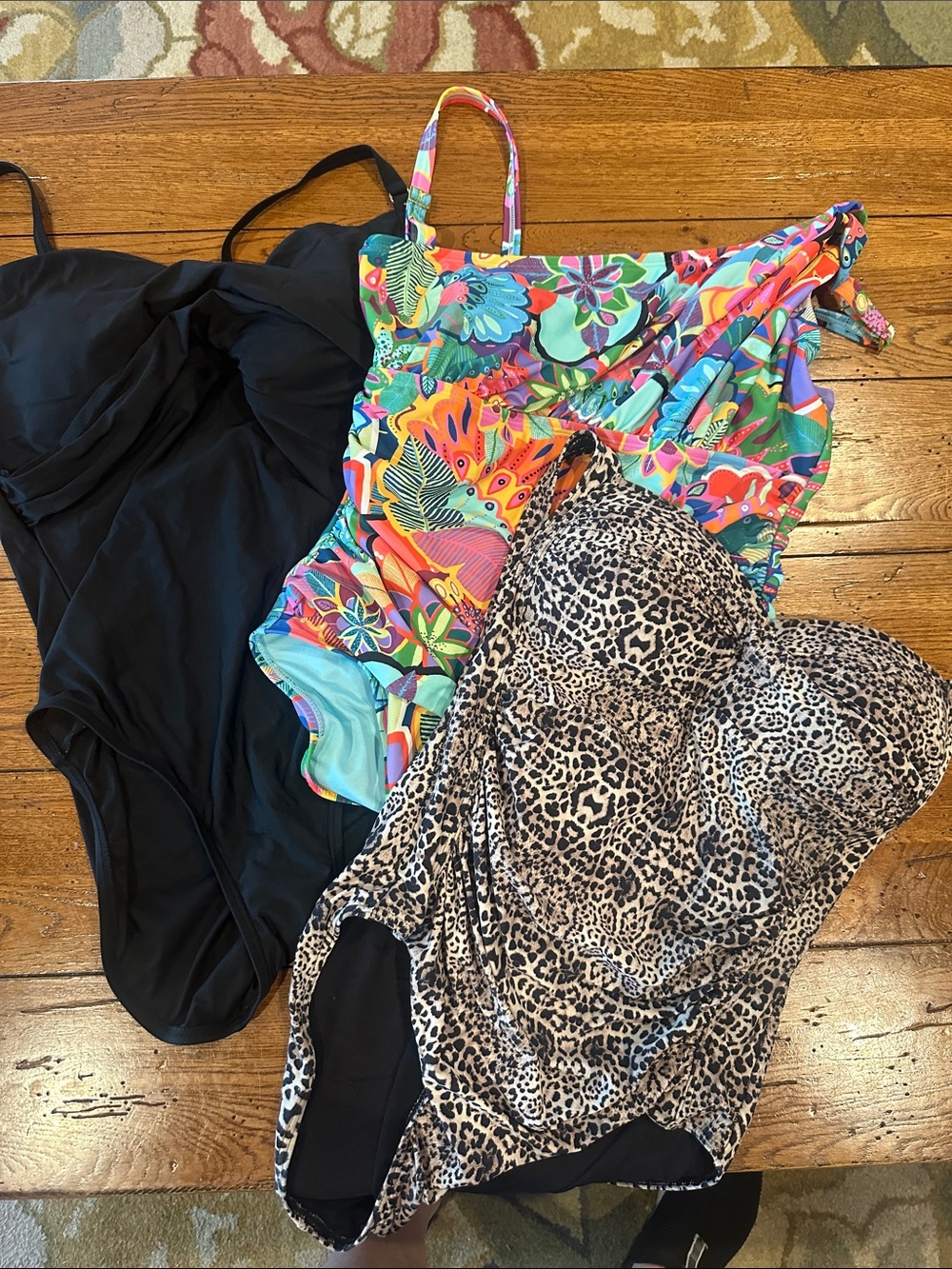 Women’s bundle  one -Piece Swimsuit - Multicolor Floral, black and black leopard
